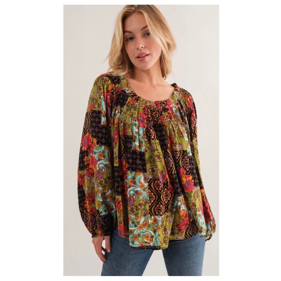 22 Boho Floral Print Off or On The Shoulder Top - Picture 4 of 5